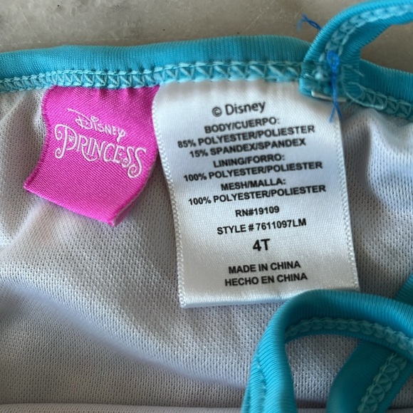 Ariel Disney Tutu swimsuit Little Mermaid Swimsuit with Tutu Size 4T - Picture 8 of 8